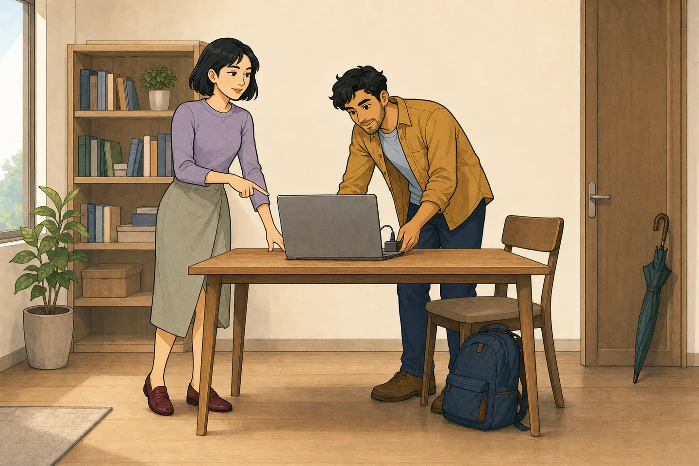 MAJUHAN characters appearing in an everyday lesson scene